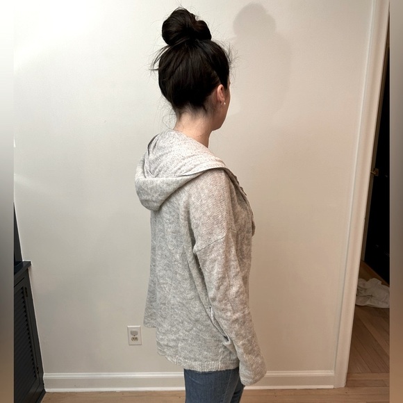 ANTHROPOLOGIE MOTH wool alpaca plend hooded boho cardigan sz L shawl - Picture 3 of 8